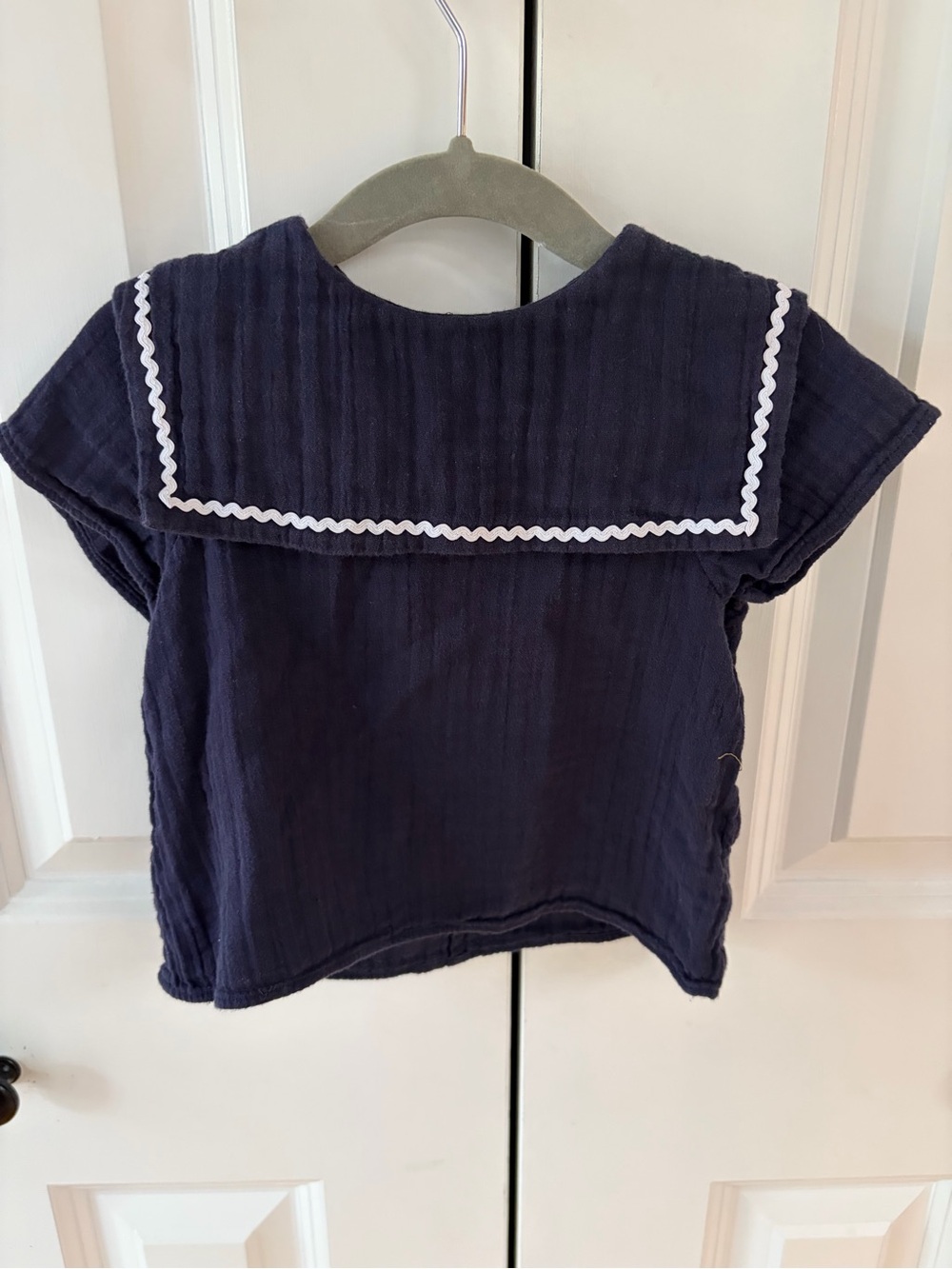 Petit Bateau Navy Sailor-Style Kids Top with White Trim 18m